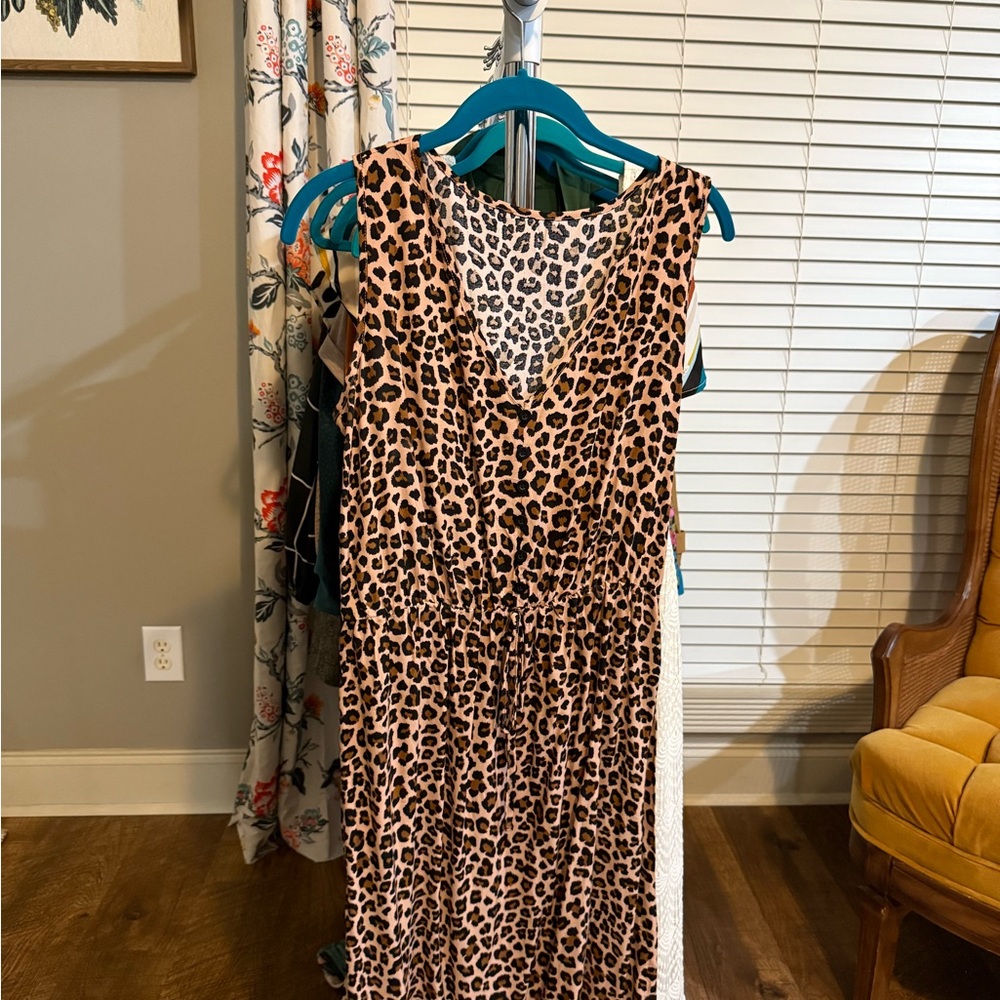 Brown and Black Scoop Neck Maxi Sundress